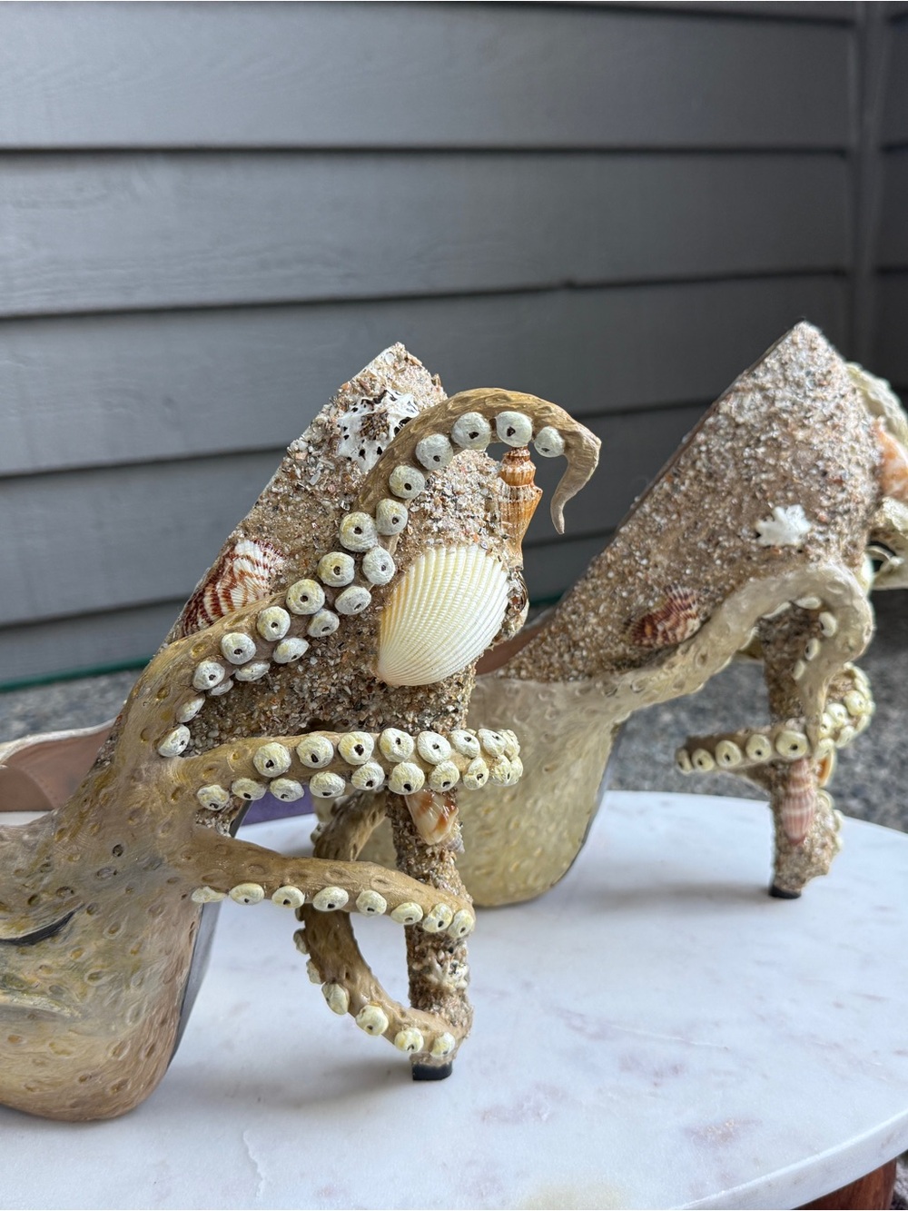 Octopus Tentacle Platform Heels in Sand - Picture 5 of 12